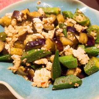 鶏挽き肉で！麻婆なす＆オクラ